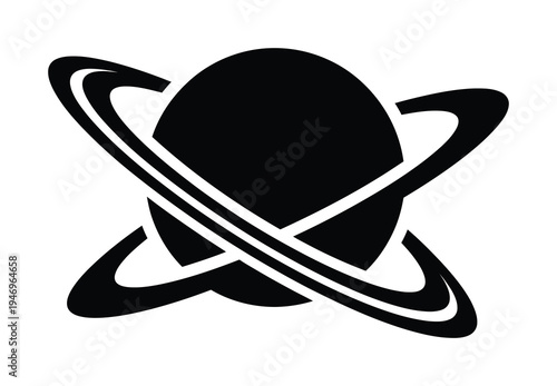 Vector of a planet with a prominent ring structure encircling it