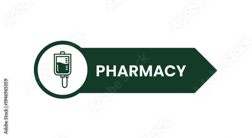 Pharmacy Sign Featuring IV Drip Graphic with Healthcare Labeling and Visual Direction