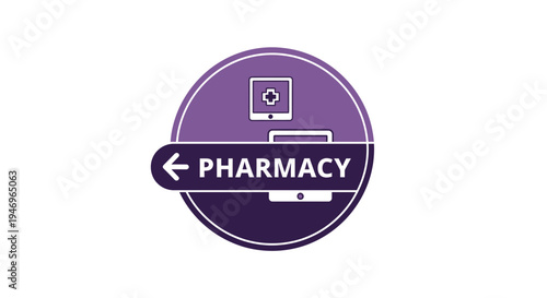 Pharmacy Sign Featuring Medical Cross Icon Guiding Patients to Healthcare Services
