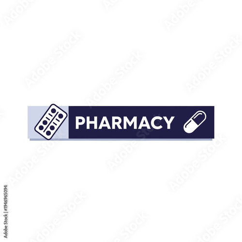 Pharmacy Sign Featuring Medication Icons, Perfect for Healthcare and Medical Related Projects
