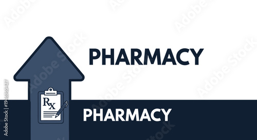 Pharmacy Symbol Design Illustrating Medicine Rise and Prescription Services with Upward Arrow
