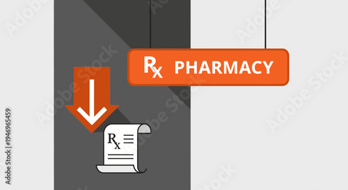 Pharmacy Symbol with Prescription and Information, Pharmaceutical and Healthcare Concept