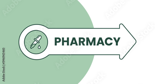 Pharmacy Symbol With Arrow Design For Medical and Health Related Purposes
