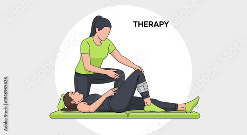Physical Therapy Session Depicting Treatment and Rehabilitation Process Illustrated