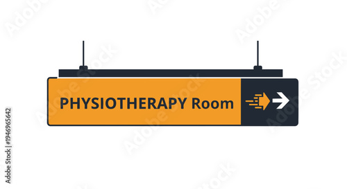 Physiotherapy Room Sign Indicating Direction with Arrow for Healthcare Clinic