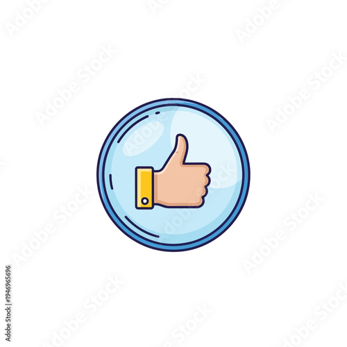 Positive Approval Icon: Thumb Up Inside Blue Circle, Illustrating Agreement and Validation