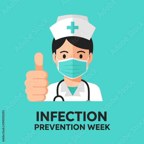 Positive Nurse Showing Support During Infection Prevention Week With a Thumbs-up Gesture