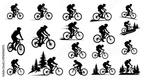 Mountain Biker Silhouettes: Action and Adventure Collection