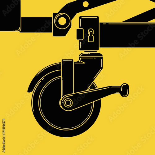 Precision Engineering: A Detailed Illustration of Mechanical Components on a Yellow Backdrop