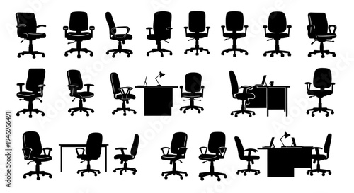 Office Chair Collection Silhouette, Modern Furniture Set, Business Workplace Design