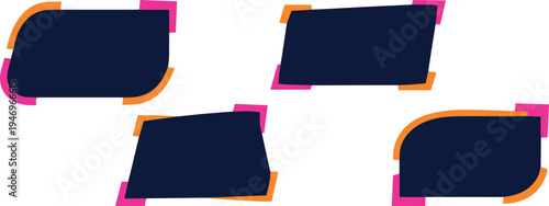 Modern abstract banner frame vector set with rounded rectangles colorful corner accents template