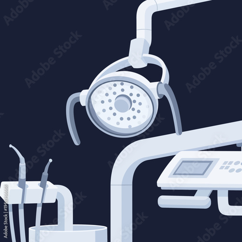 Professional Dental Clinic Equipment Illustration Showcasing Modern Healthcare Technology in