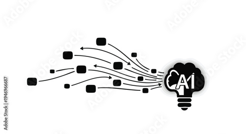 Vector illustration of light bulb with CA1 text and connected squares