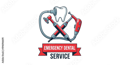 Professional Dental Emergency Logo Design Depicting Tools and Tooth for Urgent Care