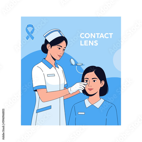 Professional Nurse Assisting Patient with Contact Lens Insertion for Optimal Eye Health
