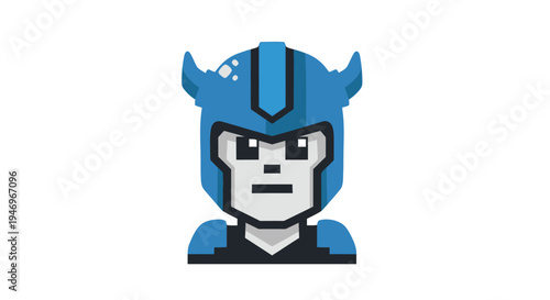 Blue Lego Character Head Closeup.