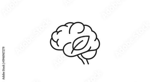 Brain with leaf inside cranium.