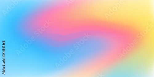 Abstract clear blue sky. Pastel rainbow. Light blue, pink and yellow color vector banner. Pastel gradient sky pattern. Blurred light fuzz colorful gradient background. Vector soft horizontal backdrop