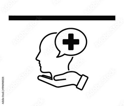 Vector of a person holding a speech bubble with a plus sign inside