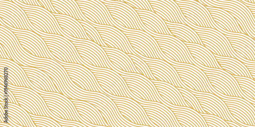 Yellow instant noodle  pasta and spaghetti texture with geometric wavy lines. Ramen  pasta vector pattern. Background abstract food illustration