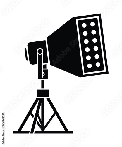 This vector shows a studio spotlight mounted on a tripod stand
