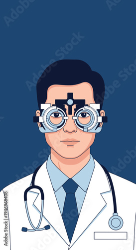 Professional Ophthalmologist With Advanced Eye Examination Device in Clinical Setting