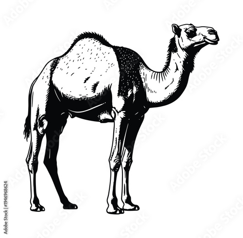 Vector of a single-hump camel standing and gazing to the side