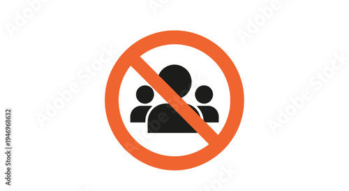 Prohibition Of Gathering: An Illustrated Sign For Restrictions And Social Distancing Regulations