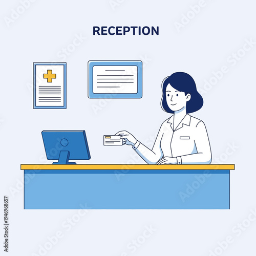 Professional Receptionist at Work, Providing Medical Assistance and Administrative Support