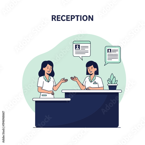 Professional Receptionists Assisting Clients At a Modern Medical or Office Environment