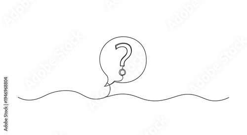Continuous One Line Drawing of Speech Bubble with Question Mark Sign