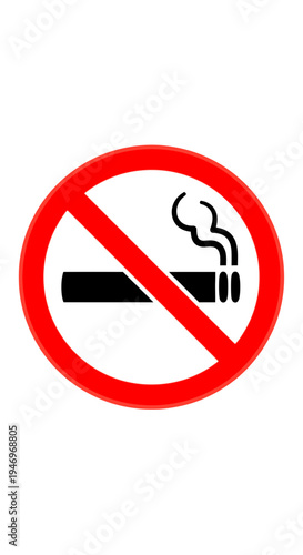 Prohibition Symbol: A Red Circle With a Diagonal Slash Over a Cigarette Indicating No Smoking Zones