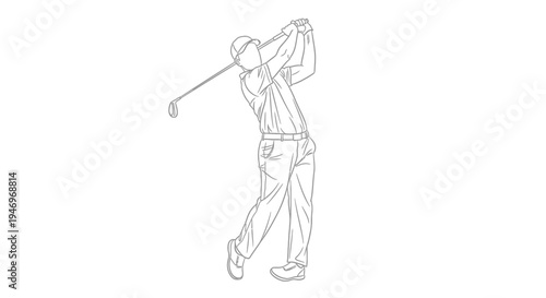 Golfer swings at a ball during a game of golf, capturing the dynamic movement of a sportsman in action