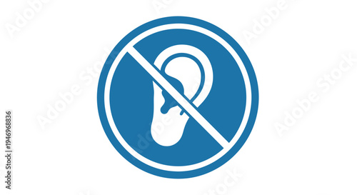 Prohibition Symbol Depicting A Silhouette Ear Suggests No Sound Or Listening Is Permitted
