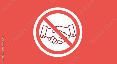 Prohibition Handshake Symbol On A Red Background Indicating No Contact Is Necessary