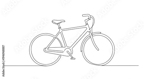Minimalist continuous line drawing of a classic city bicycle
