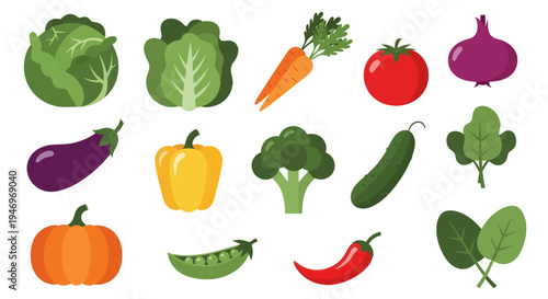 Vegetable assortment isolated on white