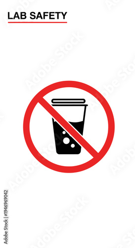Prohibition Symbol Depicting Restricted Drinking in Laboratory Settings for Safety Compliance