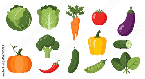 Vegetable assortment on white background