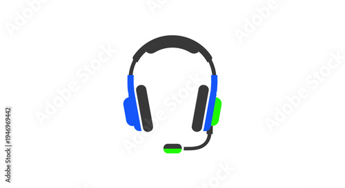 Colorful Headphones with Microphone Attached.