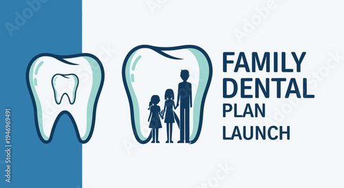Promoting Family Dental Plans and Providing Care with Illustrated Teeth and Silhouette