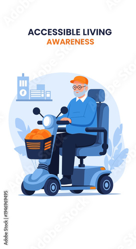 Promoting Inclusive Living: An Elderly Person on Mobility Scooter Demonstrating Independence and