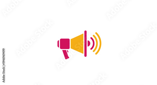 Colorful Megaphone with Sound Waves.