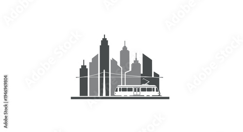 City skyline with tall buildings.