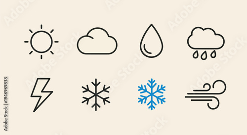 Weather icons sun cloud rain and more