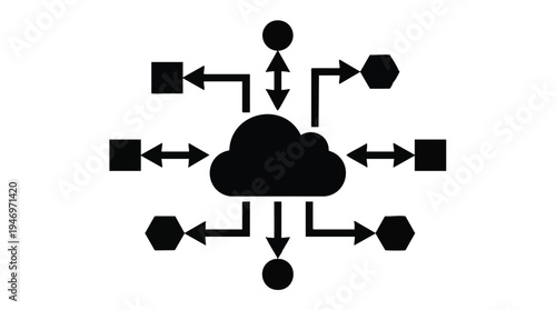 Cloud computing network vector icon, data exchange illustration