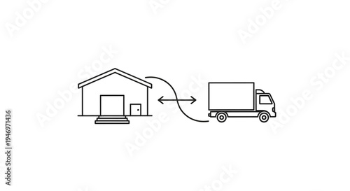 Delivery truck moves goods to house.