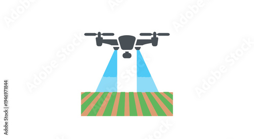 Drone spraying agricultural chemicals on field.