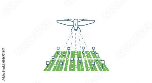 Drone spraying agricultural chemicals farm.