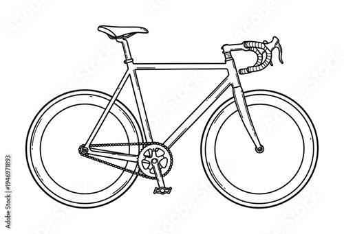 Monochrome vector of a road bicycle with drop handlebars and thin tires